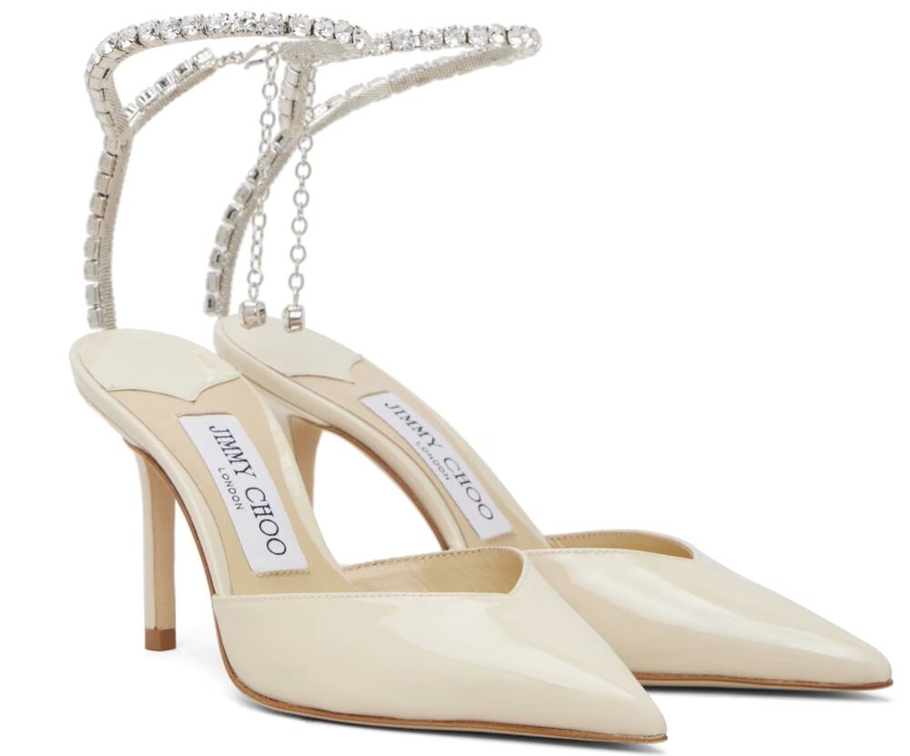 Jimmy Choo Off-White Saeda 85 with Crystal (Size IT 36)
